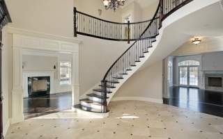 Foyer with spiral staircase