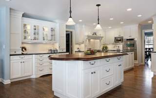 Kitchen with wood top island