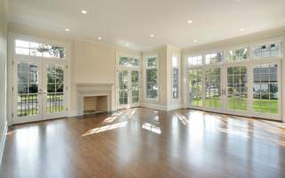 Living room with wall of windows